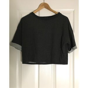 H&M Divided Grey Cropped Short-Sleeve Top